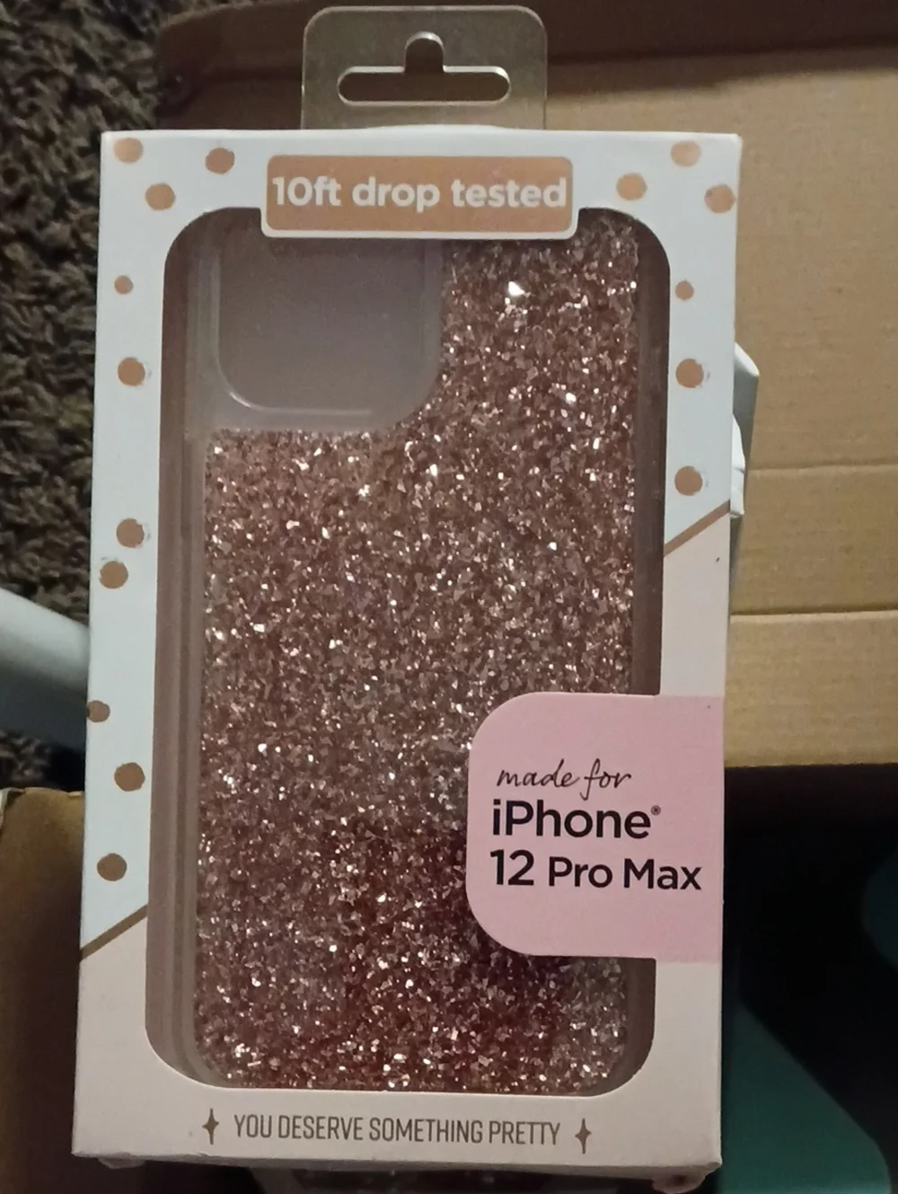 iPhone 12 Pro Max Rose Gold Glitter Protective Case